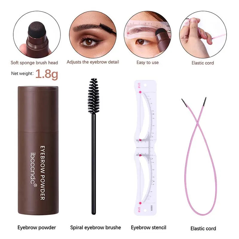 Eyebrow Stamp Stencil Kit Brown Black Brow Powder Hairline Contour Long-Lasting Waterproof Eyebrow Makeup Brow Shape with 12 PCS