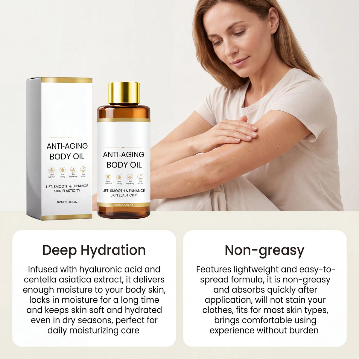 Body Oil Centella asiatica Moisturizing Hydrating Skin Care Non Greasy Body Lotion Oil 100ml Nourishing Body Daily After Shower