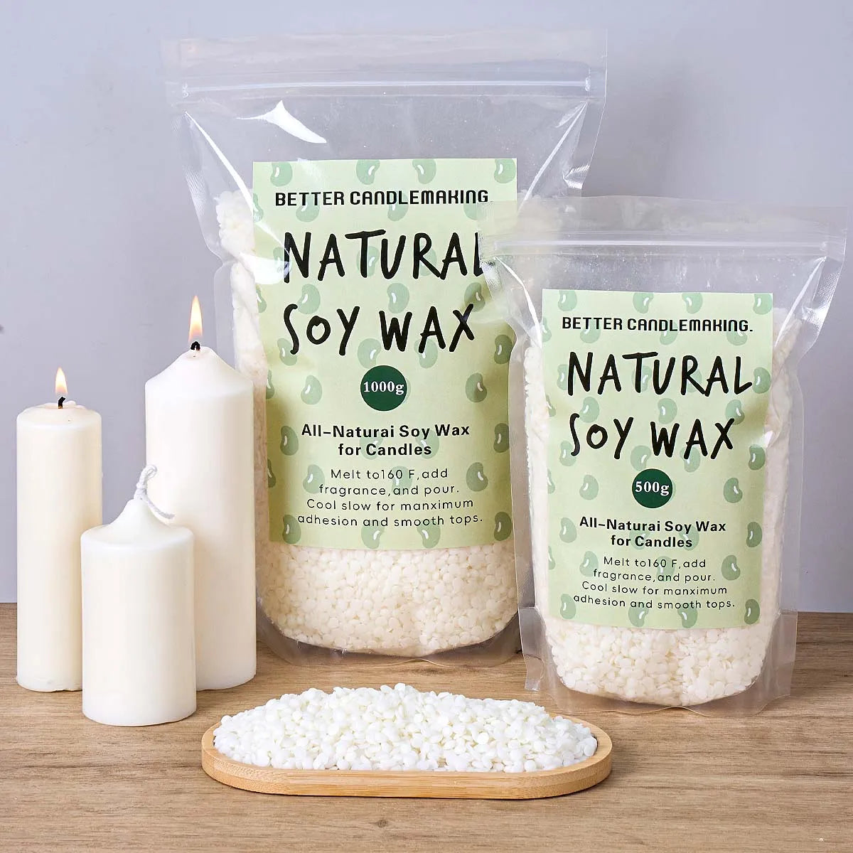 Natural Soy Wax Granules 500g/1000g DIY Handmade Scented Candle Raw Material Smokeless Candles Wicks Making Home Decor Crafts