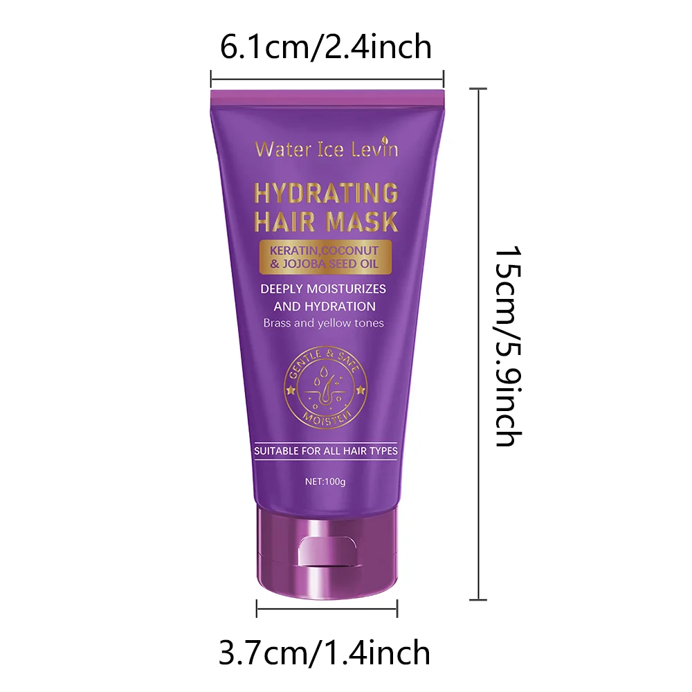 Keratin Purple Hair Mask - Purple-Blue Protein Deep Conditioner Treatment - Suitable for blonde, platinum, silver, gray, or brown dry and damaged copper-toned hair