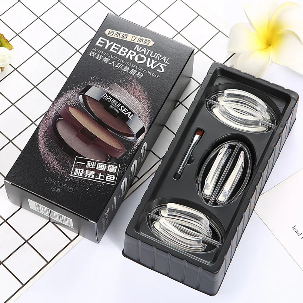 Double-layer two-color lazy seal eyebrow powder waterproof and sweat-proof beginner eyebrow drawing