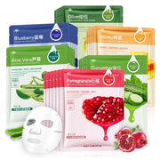 10pcs Natural Plant Facial Mask Moisturizing Oil Control Anti-Aging Fruit Aloe Korean Sheet Face Mask Beauty Skin Care Prodcuts