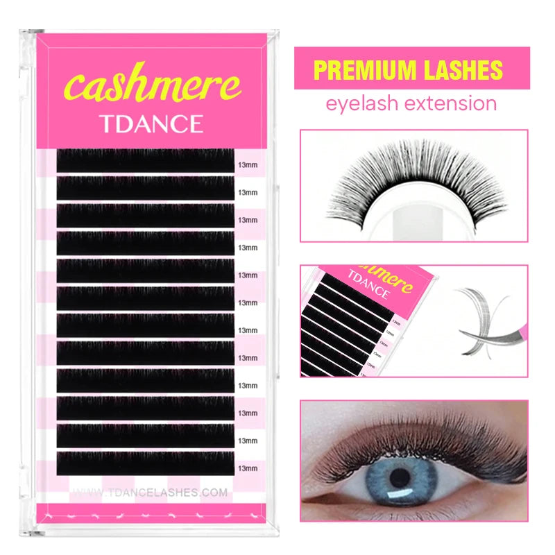 TDANCE Cashmere Lash Extensions Super Matte Black Classic Lash Extensions Individual Volume Lash for Professional Mink Lashes