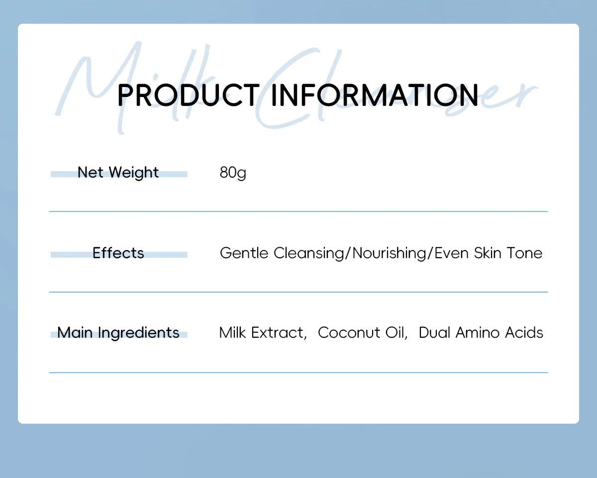LAIKOU Milk Foaming Cleanser Dual Amino Acids Gentle Deep Cleansing Brightening for All Skin Types 80g