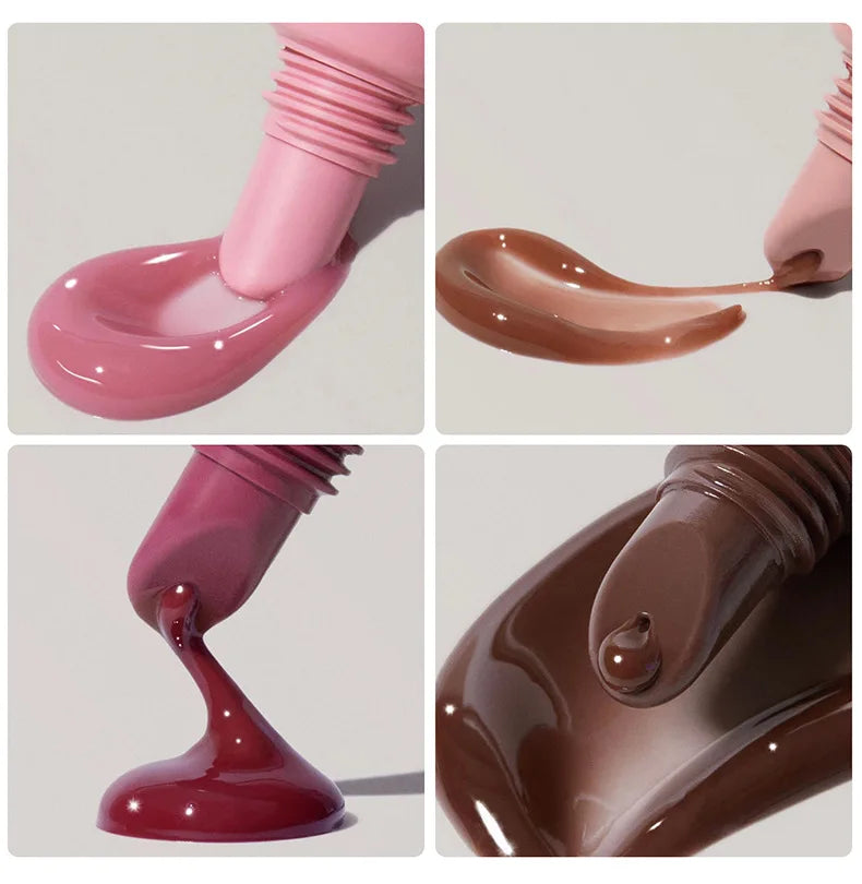 1pcs Soft Tube Mirror Lip Gloss Lip Oil Nude Brown Plumping Lip Gloss Moisturising Transparent Lipgloss Beauty Cosmetics Makeup
