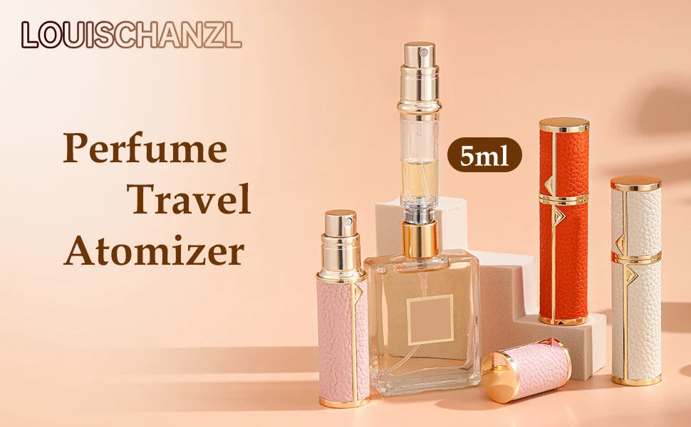 5ml PU Leather Mini Perfume Atomizer Bottle Sprayer Suitable for Boarding Tight Sealing Travel Customized Refillable Bottles