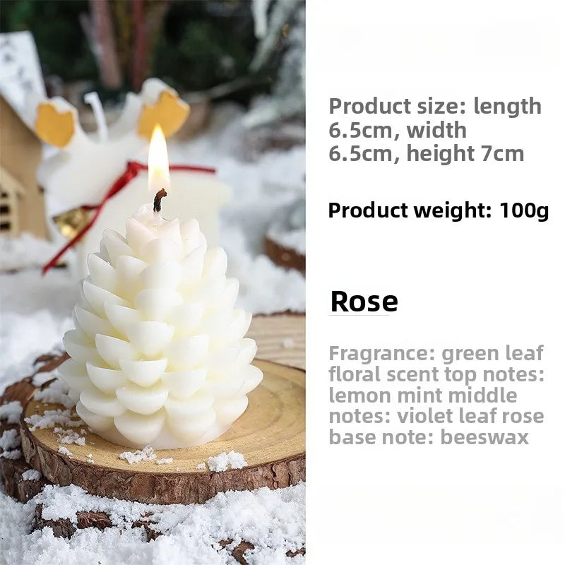 1PC Christmas Pine Cone Fragrance Candle Handmade Creative Soybean Wax Pine Cone Ornament Pendant Ins Wind Decoration