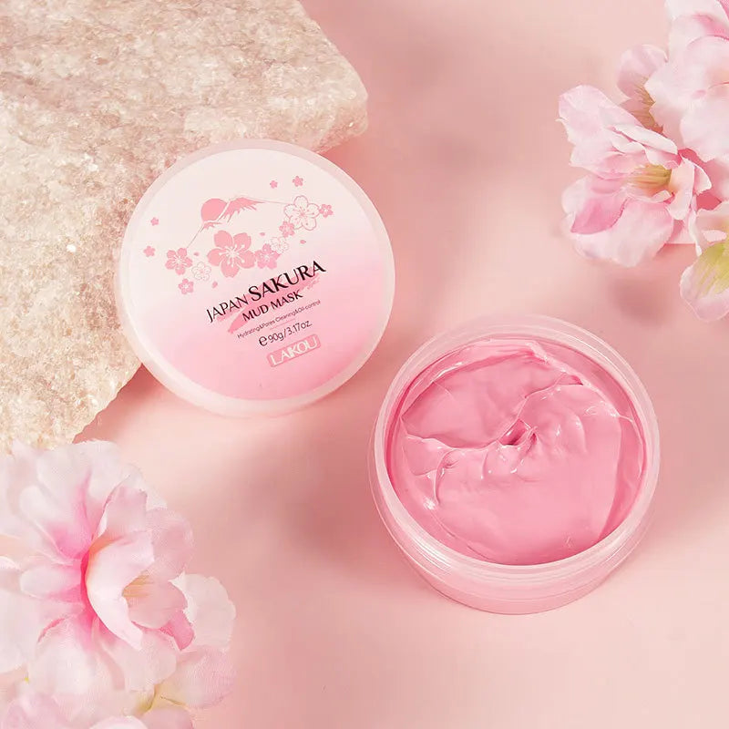 100g Japan Sakura Mud Face Mask Night Facial Packs Skin Clean Blackhead Pores Smearing Mud Mask Oil-Control Smoothing Skin Care