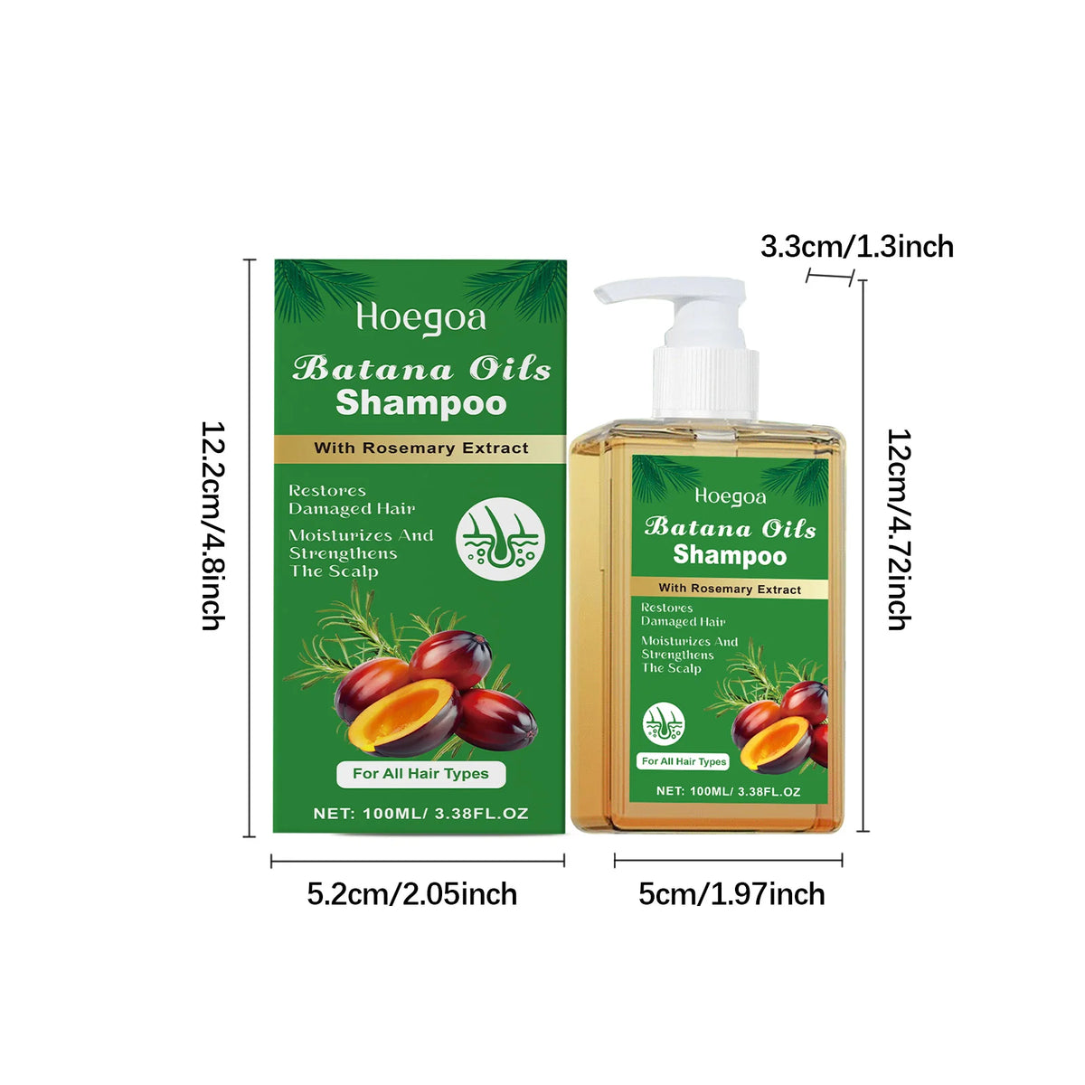 Batana Rosemary Shampoo Cleaning Scalp Anti Dandruff Oil Control Refreshing Hair Shampoo Anti Loss Restore Damaged Hair Care