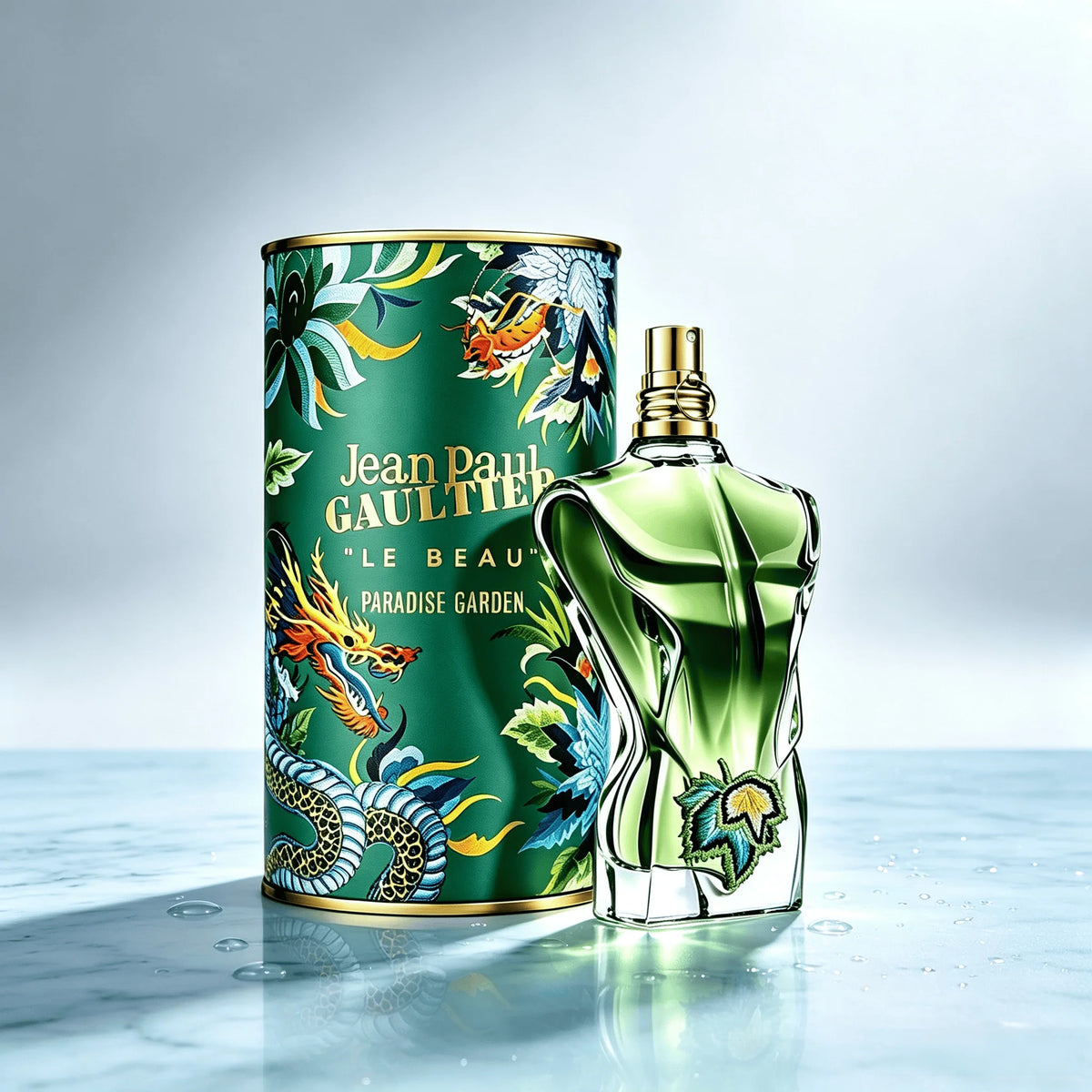 Jean Paul Gaultier Le Beau Paradise Garden Eau De Toilette, Iconic Green Torso Bottle, Fresh Woody Aromatic Luxury Fragrance125ML