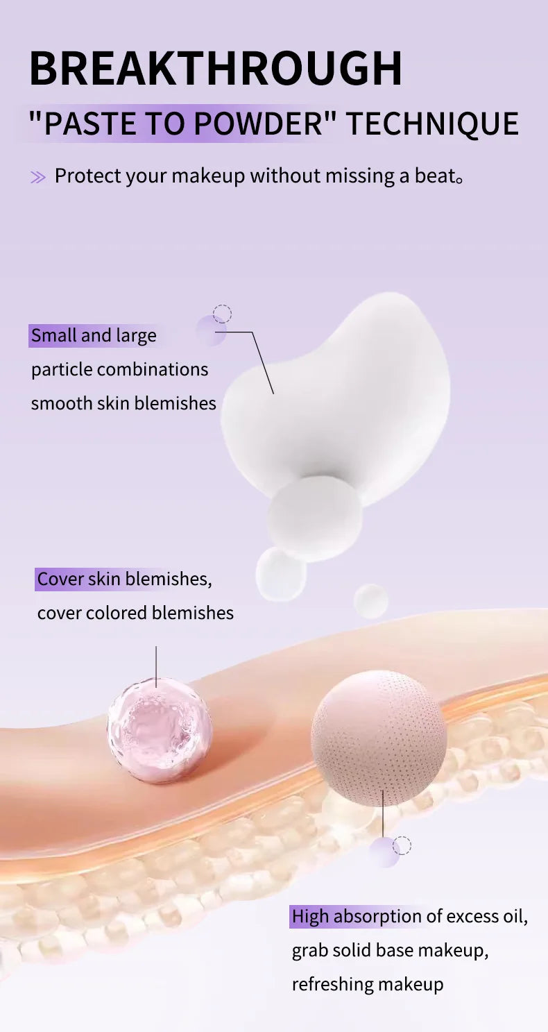 Lavender Pressed Powder Matte Powder Lasting Oil Control Full Coverage Face Compact Setting Powder Makeup Foundation Cosmetics