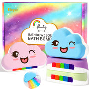 Rainbow Bath Bombs for Kids, Handmade 4 Pcs Kids Bath Bombs Gift Set for Girls Teens Toddler Rainbow Bubble Fizzy
