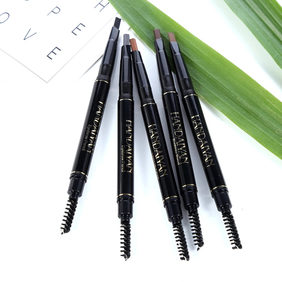 HANDAIYAN Eyebrow Pencil Automatic Rotating Double Head Long Lasting Natural Waterproof 5 Color Triangle Eyebrow Pen Make Up