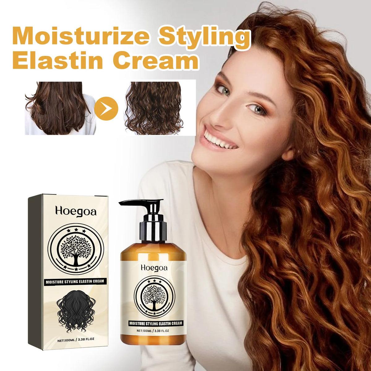 Moroccan Curly Hair Elastin Long Lasting Moisturizing Prevent Dry Hair Plump And Curly Hair Nature Voluminous Styling Hair Cream