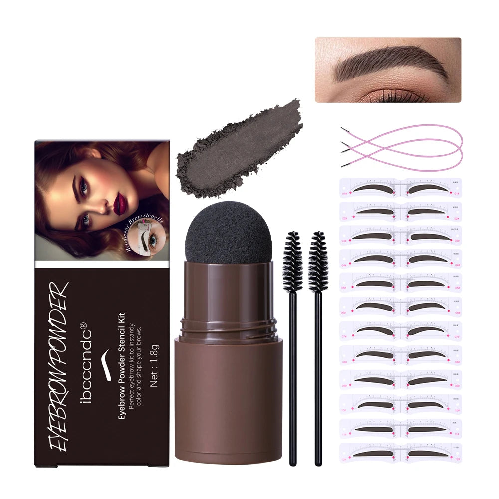 Complete Professional Makeup Brushes Eyebrow Powder Stencil Kit Waterproof Long Lasting Eyebrow Enhancers Brow Powder Stamp 1.8g