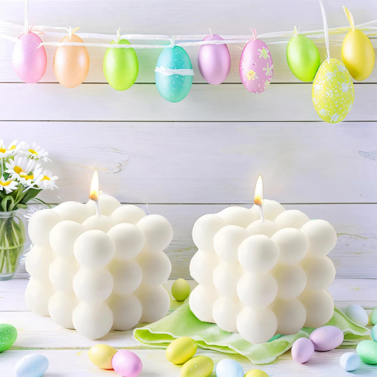Vanilla Scented Small Cube Ball Candle, Soy Wax Cool Shaped Candles, Home Office Cute Decorative Candle Birthday Party Supplies