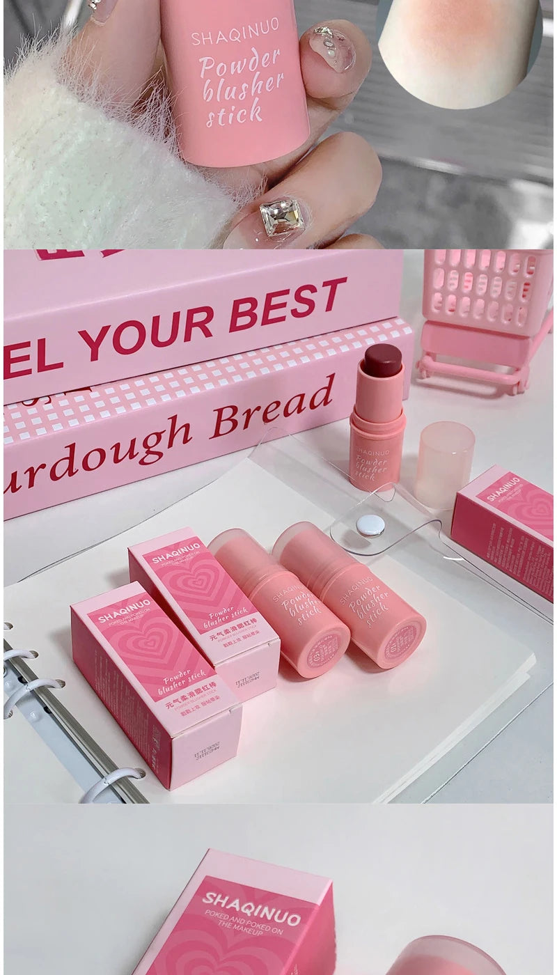 SHAQINUO Energizing Blush Stick - Natural Matte Finish, Creamy Texture, Easy to Blend for a Youthful Glow