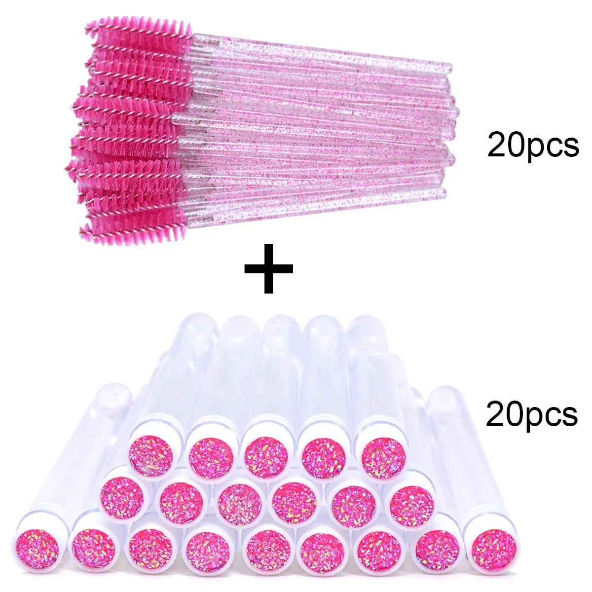 20Pcs Eyelash Brush With 20Pcs Containers Dust-proof Tube Reusable Eye Lash Mascara Wands Replaceable Makeup Applicators Tools