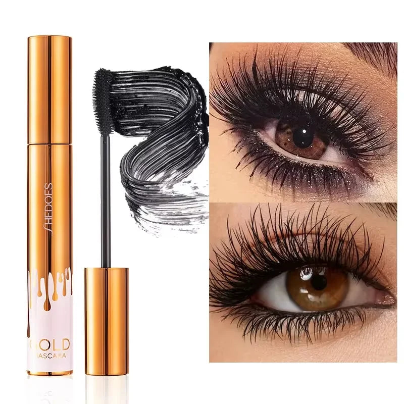 3D Mascara Lengthening Black Lash Eyelash Extension Eye Lashes Brush Beauty Makeup Long-wearing Gold Color Mascara