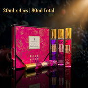 MYSTICAL 4pcs Berry & Fruit Perfume Set, Long Lasting EDP Fragrance Discovery Kit for Cocktail Parties, Vacations & Daily Wear, Raspberry Rose, Pomegranate Citrus & Merlot Pear, 0.68oz X 4 Travel Sampler, Luxury Beauty Gift f