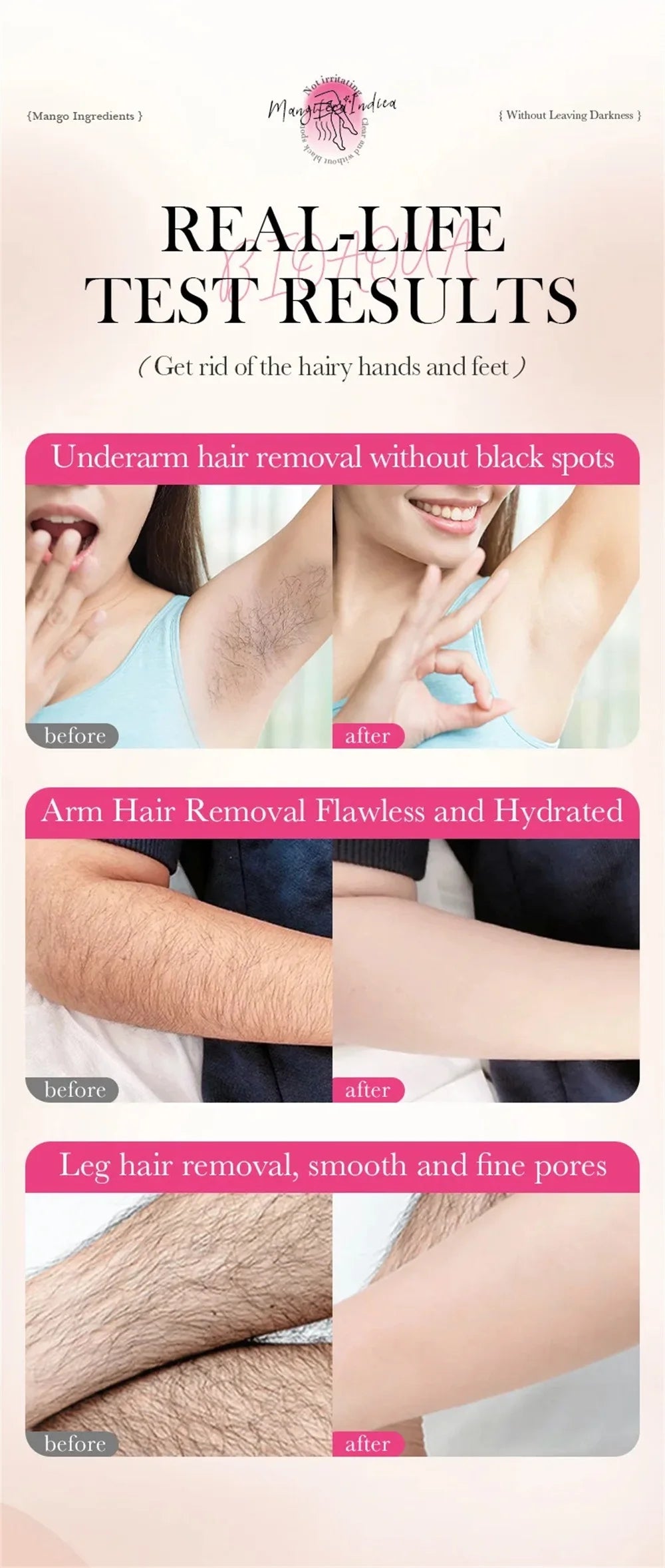 Permanent Hair Removal Cream Hair Growth Inhibitor Face Arm Armpit Leg Intimate Areas Painless Depilatory For Men Women Care