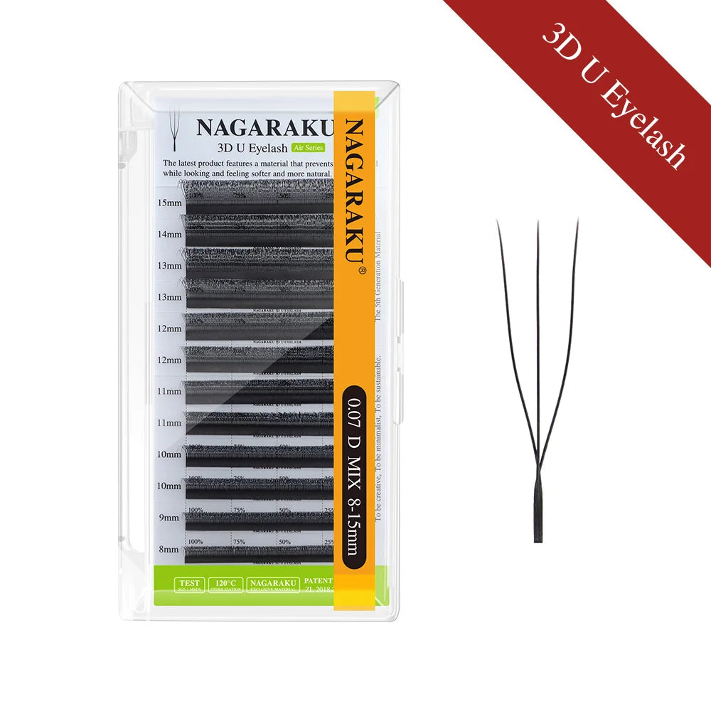 NAGARAKU U-Shaped 3D 4D 5D Lashes Extensions Natural Soft U Lashes Premium Mink Brazilian Cilios Mink False Eyelashes