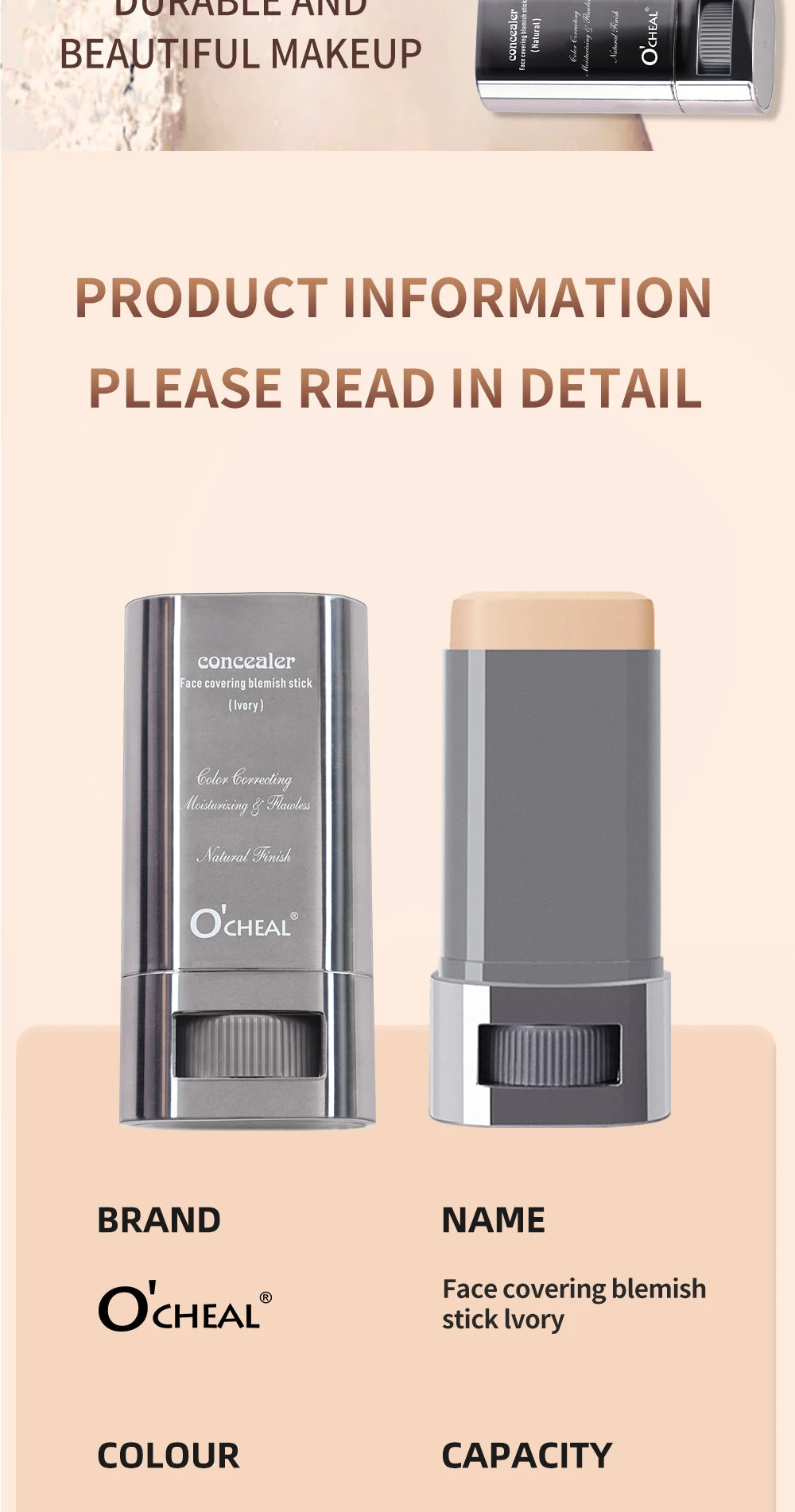 Ocheal Face Foundation Contour Stick Long-wear Lightweight Brighten Stick  Face Concealer Blemish Contouring Beauty Makeup