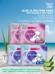 The Set Includes 36 Pieces of Aloe Vera Sanitary Pads, Daily Menstrual Pads, Night-Time Menstrual Care Pads, Eliminates Odor in Private Areas, Keeps the Private Parts Cool, Dry, and Itch-Free, Ultra-Thin and Ultra-Soft Panty