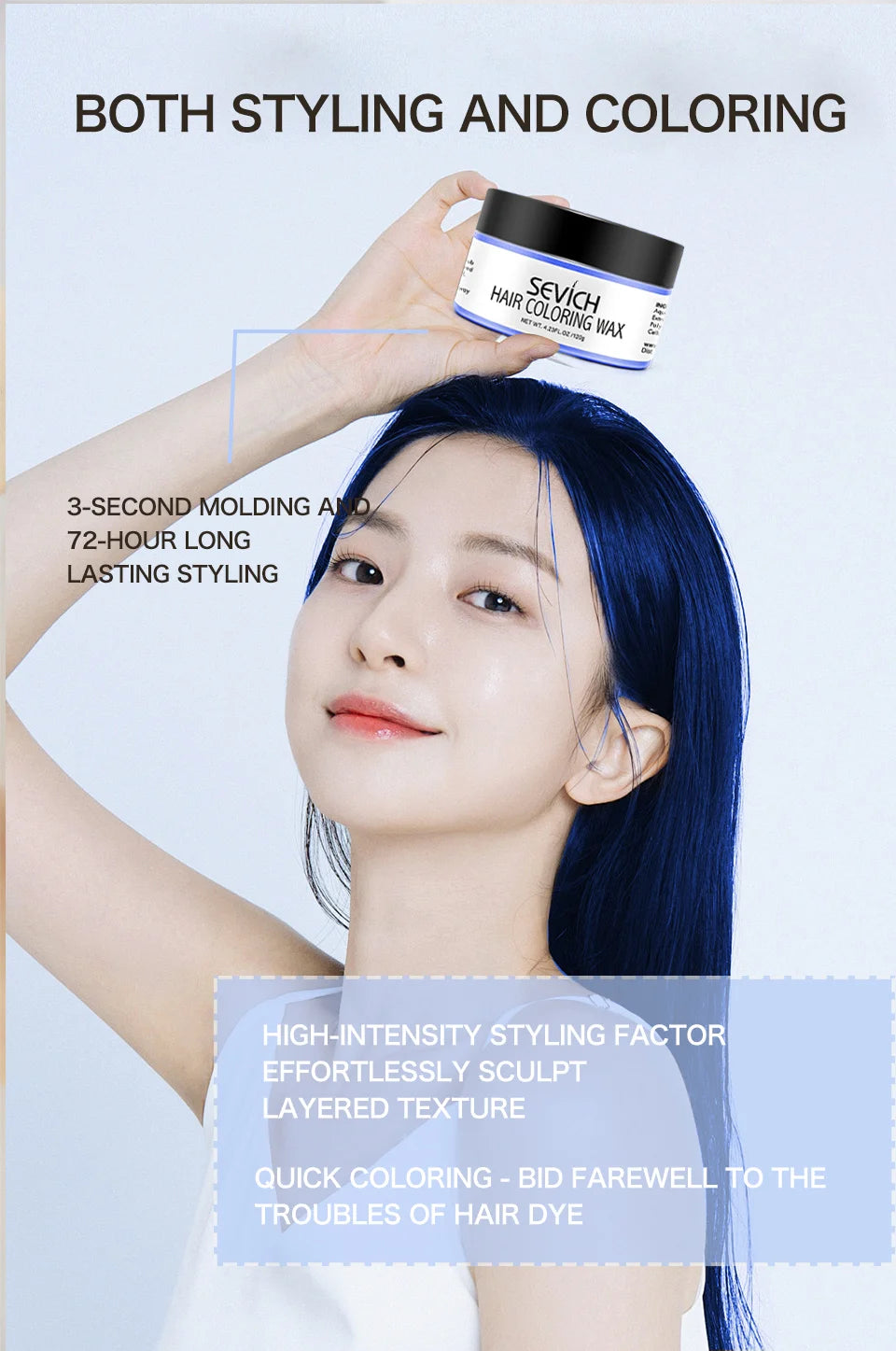 SEVICH 120g Hair Colour Wax Easy To Wash DIY Hairs Dyed Mud Dye for Eyebrow Beards Coloring Styling Temporary Hair Colour Cream