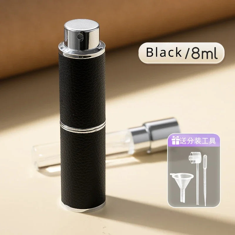 8ML Refillable Perfume Atomizer Highend Leather Mini Cosmetic Containers Rotary PressType Liner Glass Liquid Container косметика