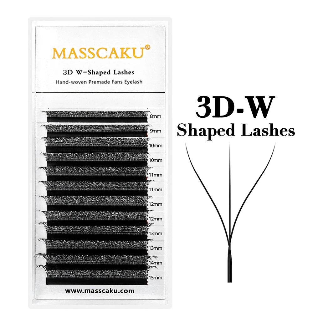 MASSCAKU Wholesale C/D Curl Faux Mink Premade Volume Fans Lash Individual Fluffy 6D 7D 8D 9D 10D W Style Eyelash Easy to Pick