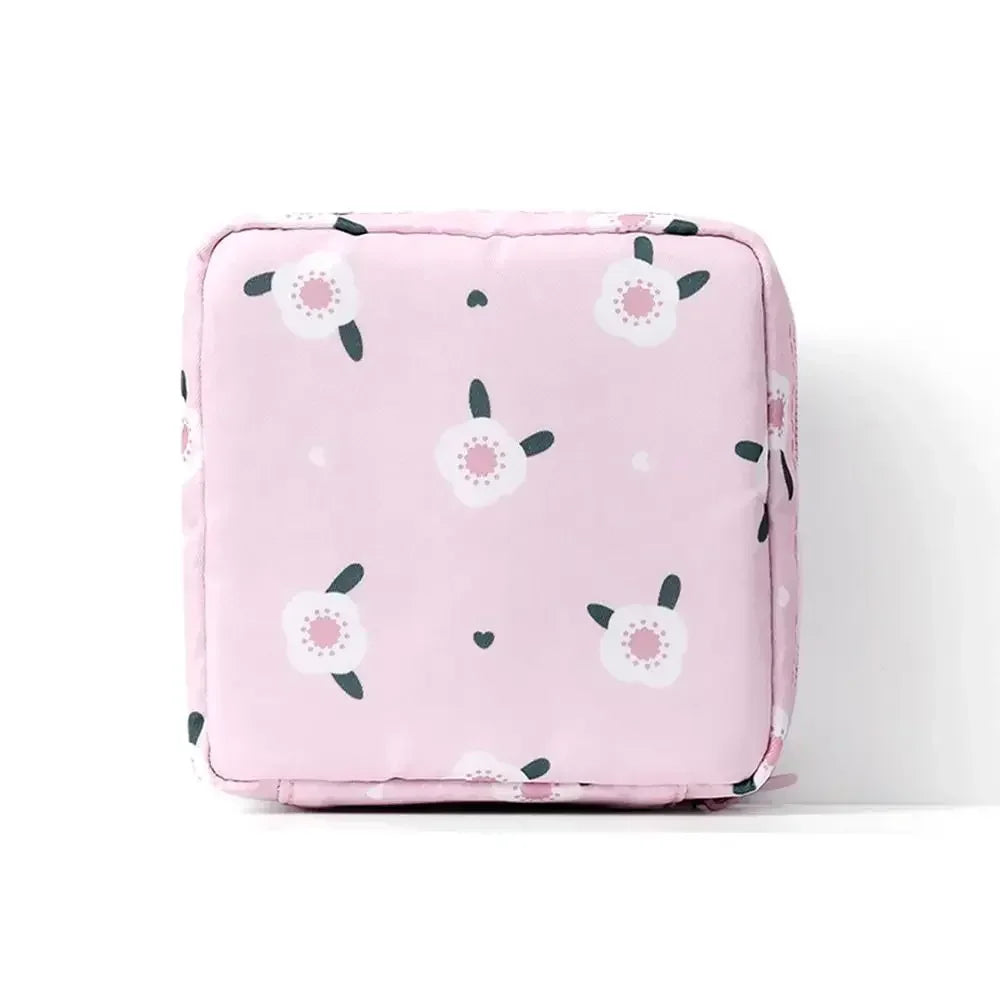 Creative PVC Sanitary Pads Bag Fashion Floral Print Large Capacity Multipurpose Coin Purse Portable Cosmetic Storage Bag