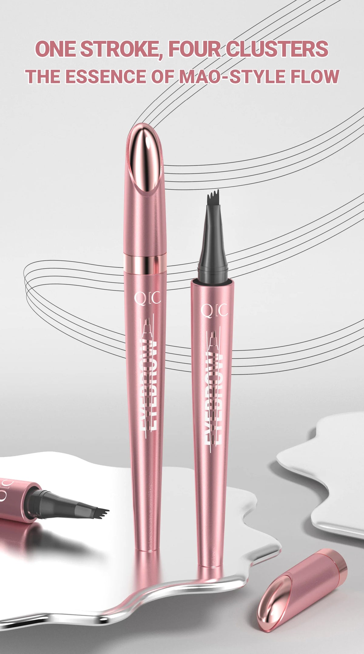 Four Claw Liquid Eyebrow Pen Waterproof Sweatproof Long Lasting 3D Wild Brow Microblading Makeup for Beginners
