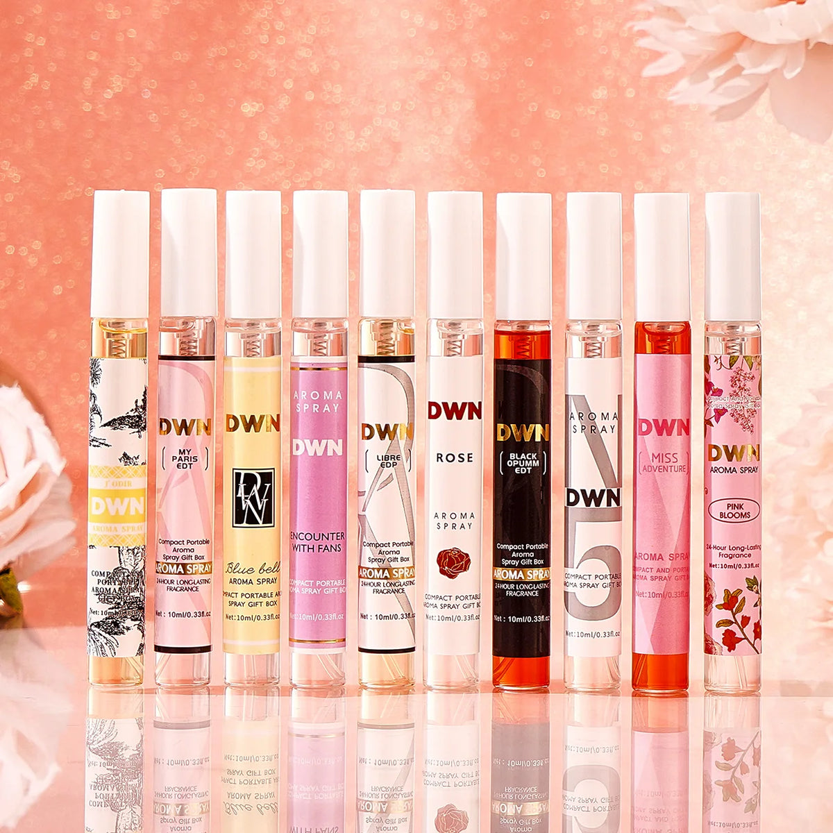 Women's 10 Piece Mixed Alcohol-Free Fragrance Set (Romantic and Elegant Gift Box, Long-Lasting Floral Fragrance)