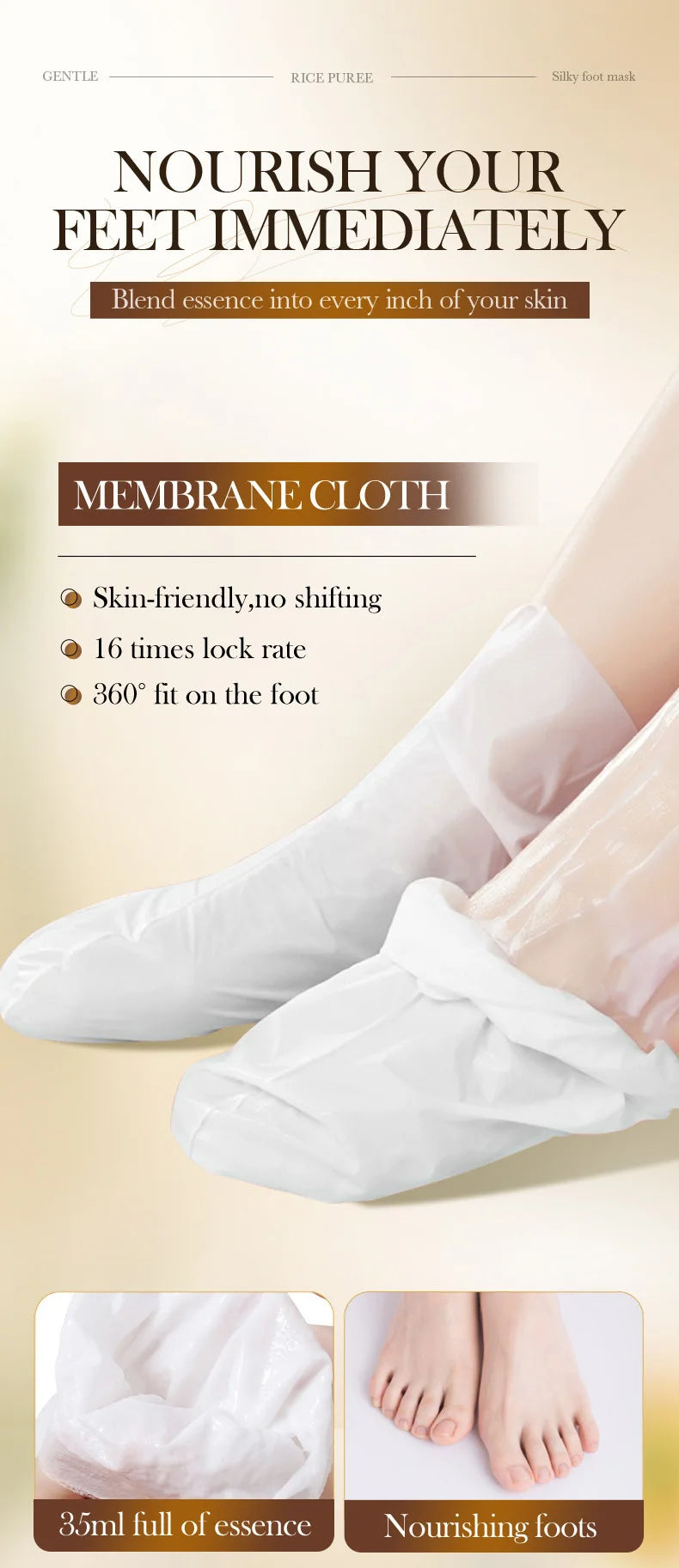 BIOAQUA White Rice Foot Mask Anti Wrinkle Moisturizing Foot Peeling Mask Exfoliating Feet Spa Pedicure Exfoliant Feet Skin Care