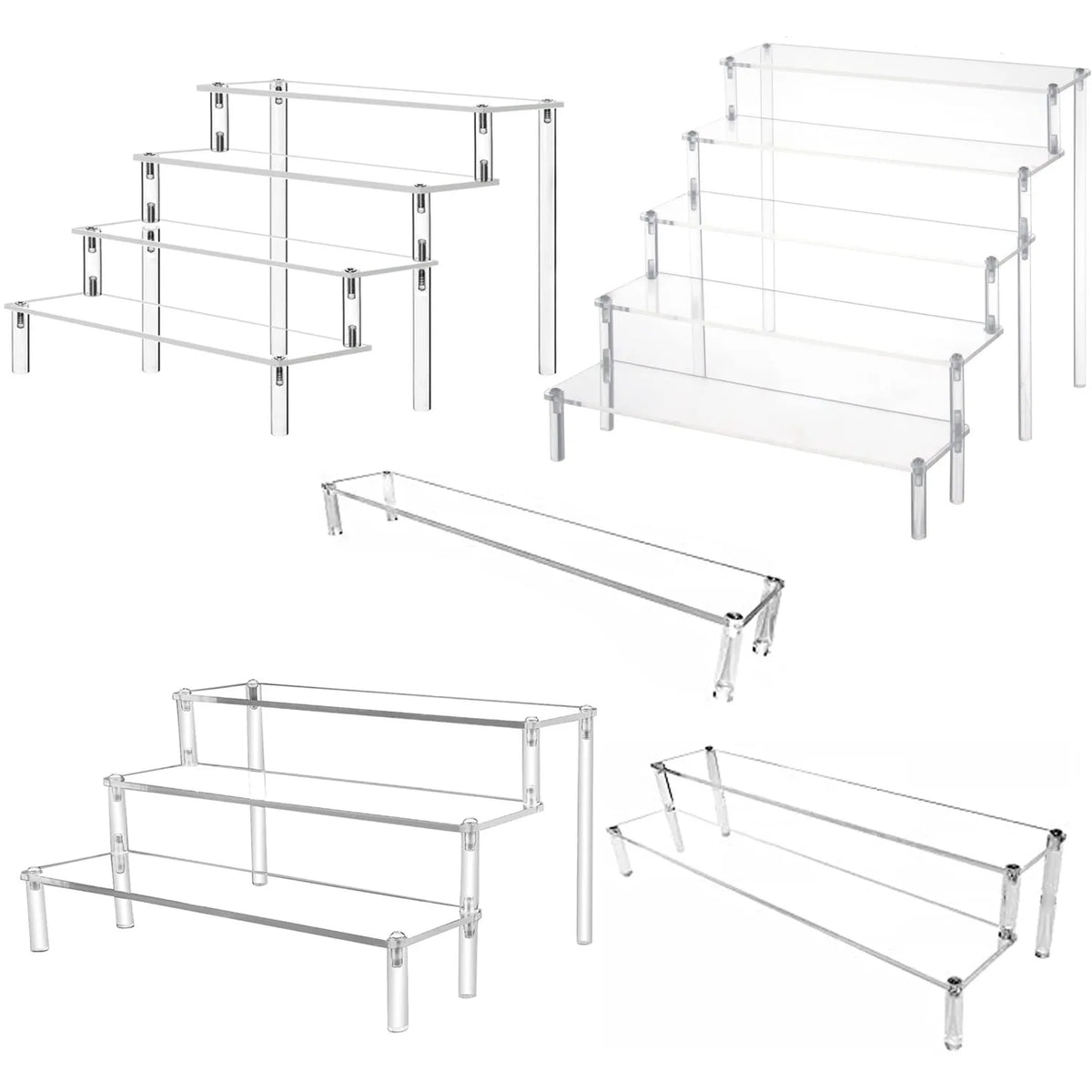 Acrylic Riser Display Shelf,3 Tier Display Stand for Amiibo Funko POP Figures,Cupcake Perfume Organizer Makeup Collection Doll