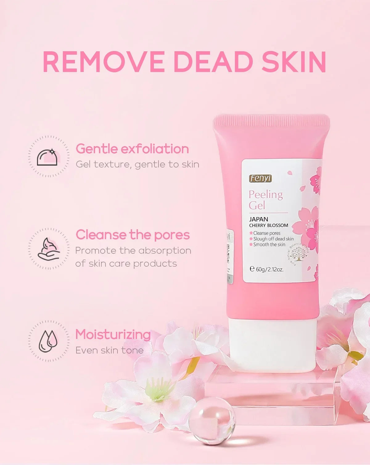 Sakura Exfoliating Gel Face Body Scrub Deep Cleansing Pores Gentle Peel For Blackhead Remove Smooth Brightening Skin 60g