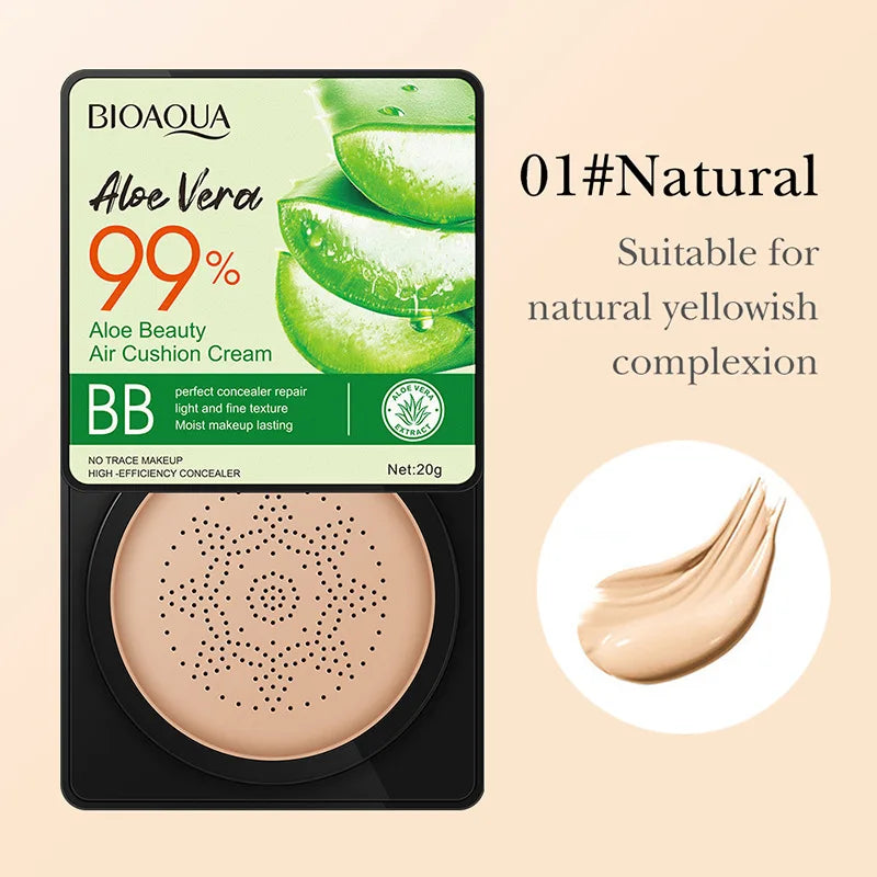 Aloe Air Cushion Foundation CC Cream Water Feeling Flawless BB Cream Moisturizing Oil Control Smooth Natural Concealer