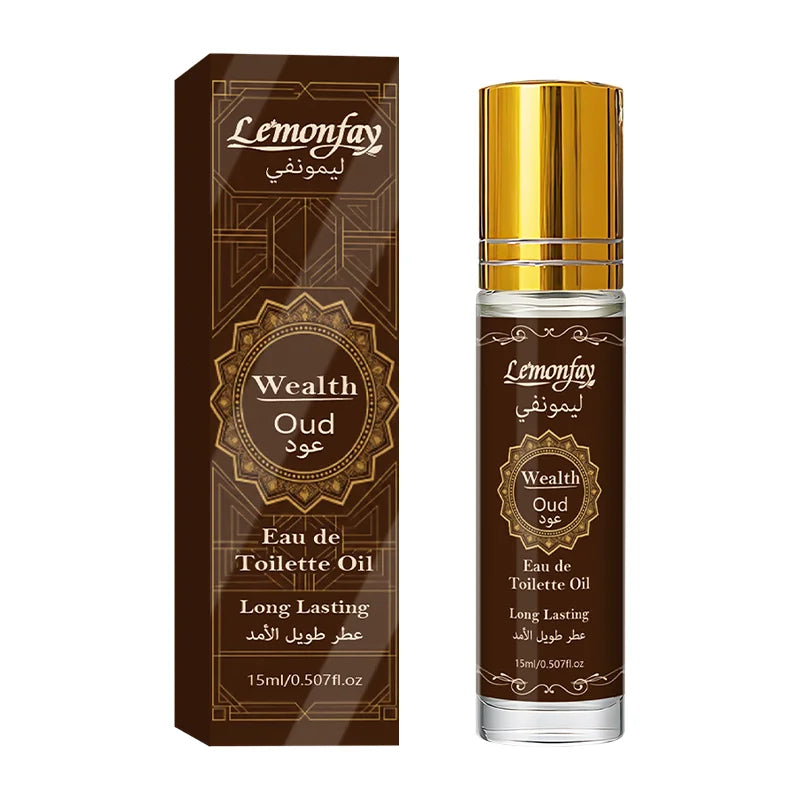 LEMONFAY Wealth Oud Roll On Perfume Oil 15ml Arabic Oud Scent Long Lasting Portable Travel Unisex Fragrance Oil