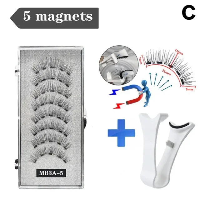 3D Natural ,With 5 Lashes Shipping Handmade Drop False Support Eyelashes Magnetic Reusable H8Y7