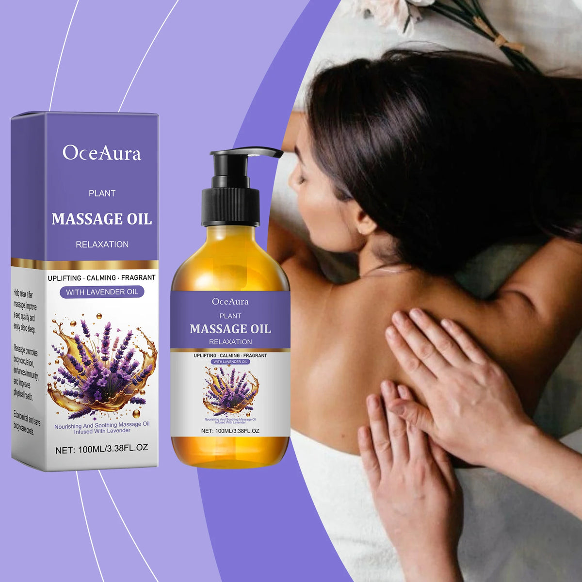 Pure Essential Oil Lavender Aromatic Body Oil Moisturizing Skin Care Relieve Stress Anxiety Relaxing Body Massage Oil For Spa