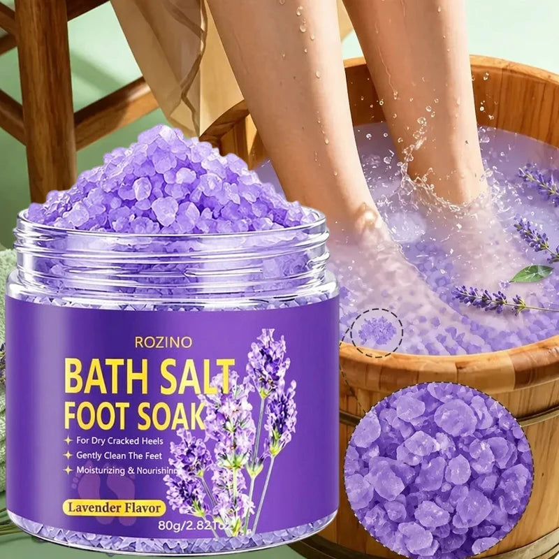 Lavender Foot Bath Salt - Deeply Cleanses with Sea Salt, Moisturizes Heels - 20-Minute Soak, Relieves Dry Feet, Post-Workout and Pre-Sleep Care - Foot Bath, Foot Care
