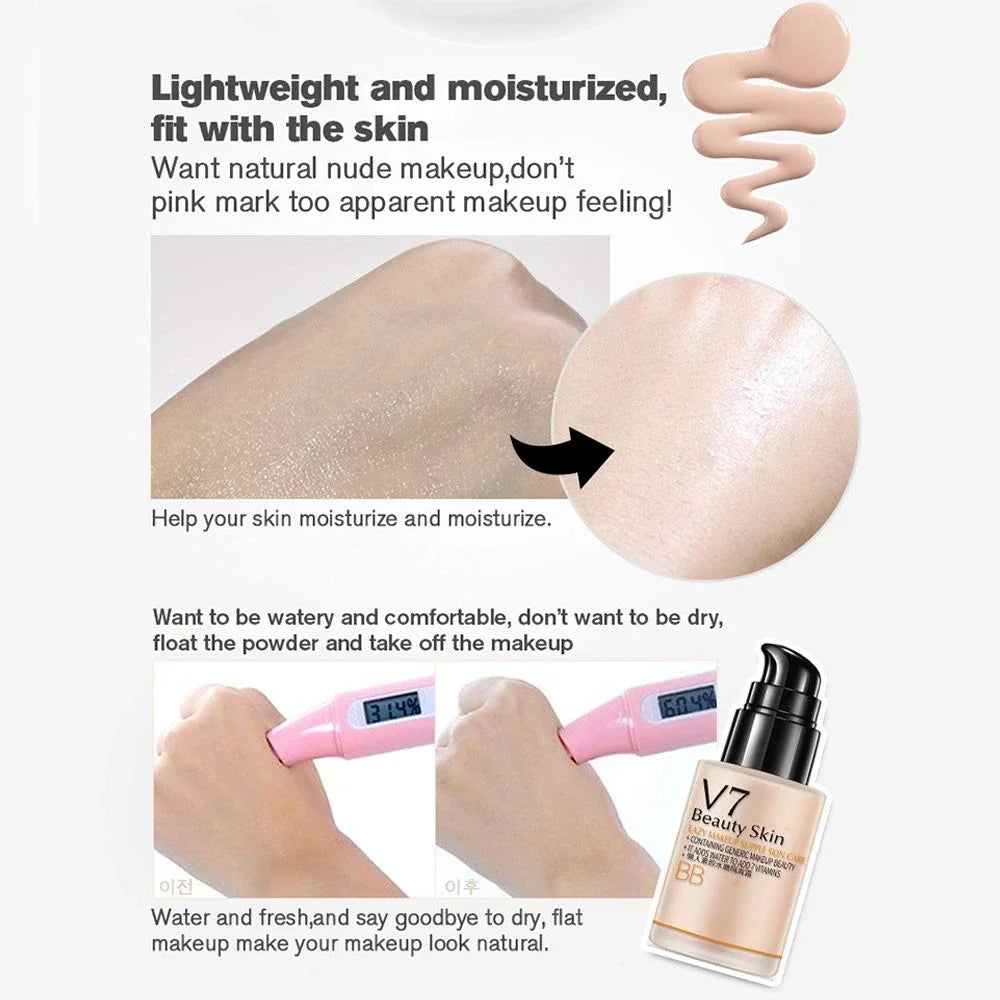 V7 Lazy Lotion BB CC Cream Natural Moisturizing Makeup Concealer Foundation Waterproof Cosmetic