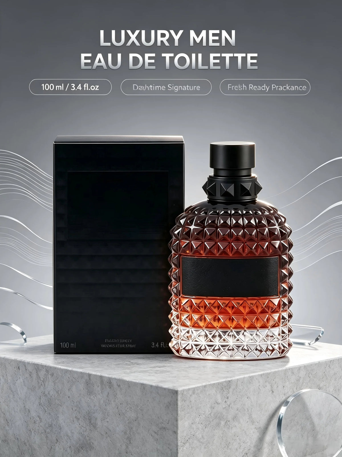 Men Eau de Toilette Perfume 100ml 3.4 fl.oz Luxury Fresh Spicy Woody Fragrance Long Lasting Masculine Cologne Elegant Signature Scent Daily Wear Date Night Fall Fashion Back to School Halloween Thanksgiving Christmas Gift For