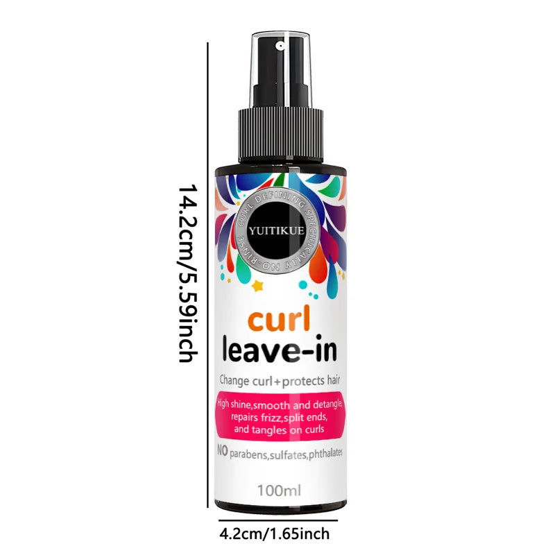 Curl leave-in conditioner, restores curls and protects hair, high shine, smooth and easy to comb, repairs frizz in curls.