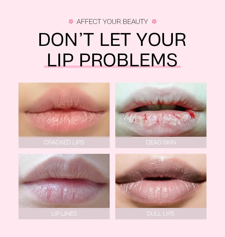 LAIKOU Cherry Blossom Lip Serum Mask Dry Crack Peeling Repair Reduce Lip Fine Lines Essence Moisturizing Sakura Beauty Care 8g