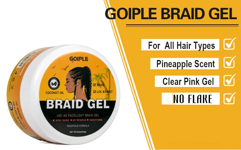 GOIPLE Hairstyle Fixative Cream Edge Control Oil Cornrow Styling Products Strong Hold Lock And Twist Foam Mousse Braid Hair Gel