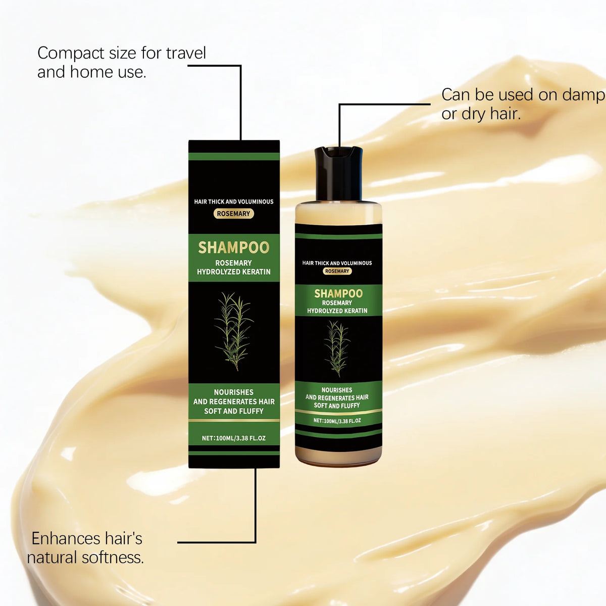 Rosemary Hair Strengthen Shampoo Hair Growth Dense Hair Prevent Breakage Nourish Scalp Remove Dandruff Hair Volumizing Shampoo