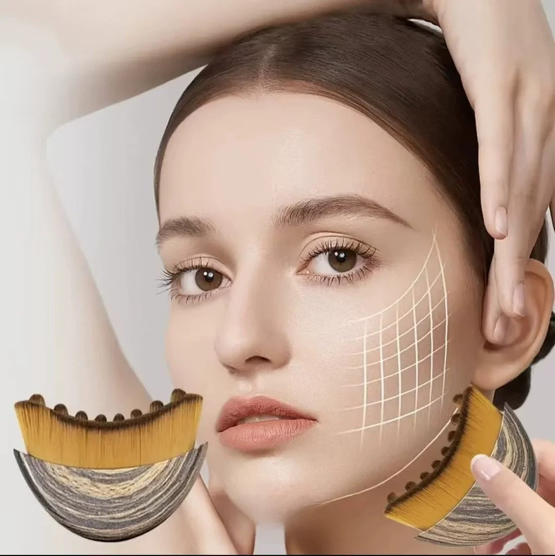 1/2 Pcs Lymphatic Contour Face Brush Dry Brushing Drainage Massager Gentle Exfoliation Chin Jawline Sculpting Skin Tightening