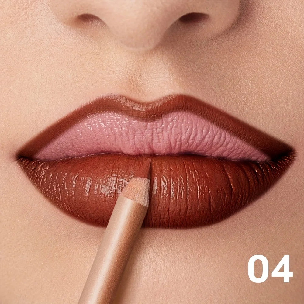 Matte Lip Liner Pencil Nude, Long-Lasting Waterproof, Smudge-Proof, Precise Outline, Smooth Creamy Formula